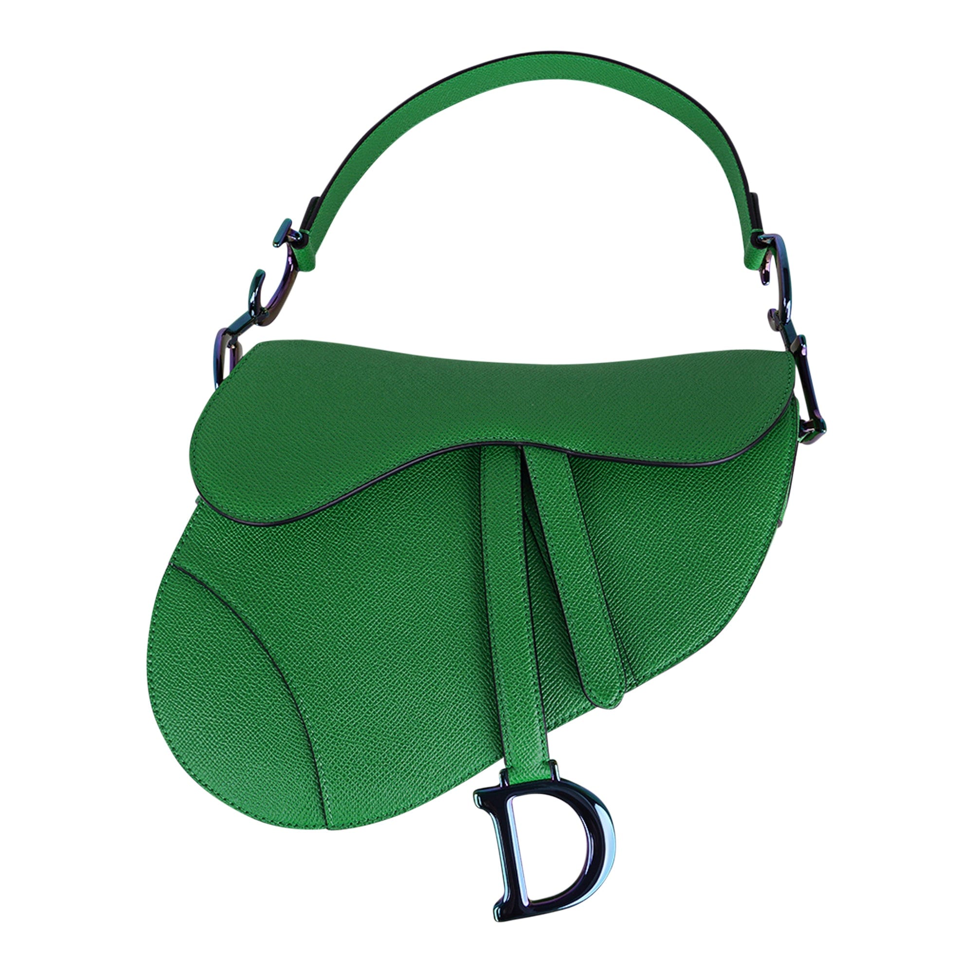 Christian Dior Saddle Bag Bright Green Calfskin Iridescent Hardware Ne –  Mightychic