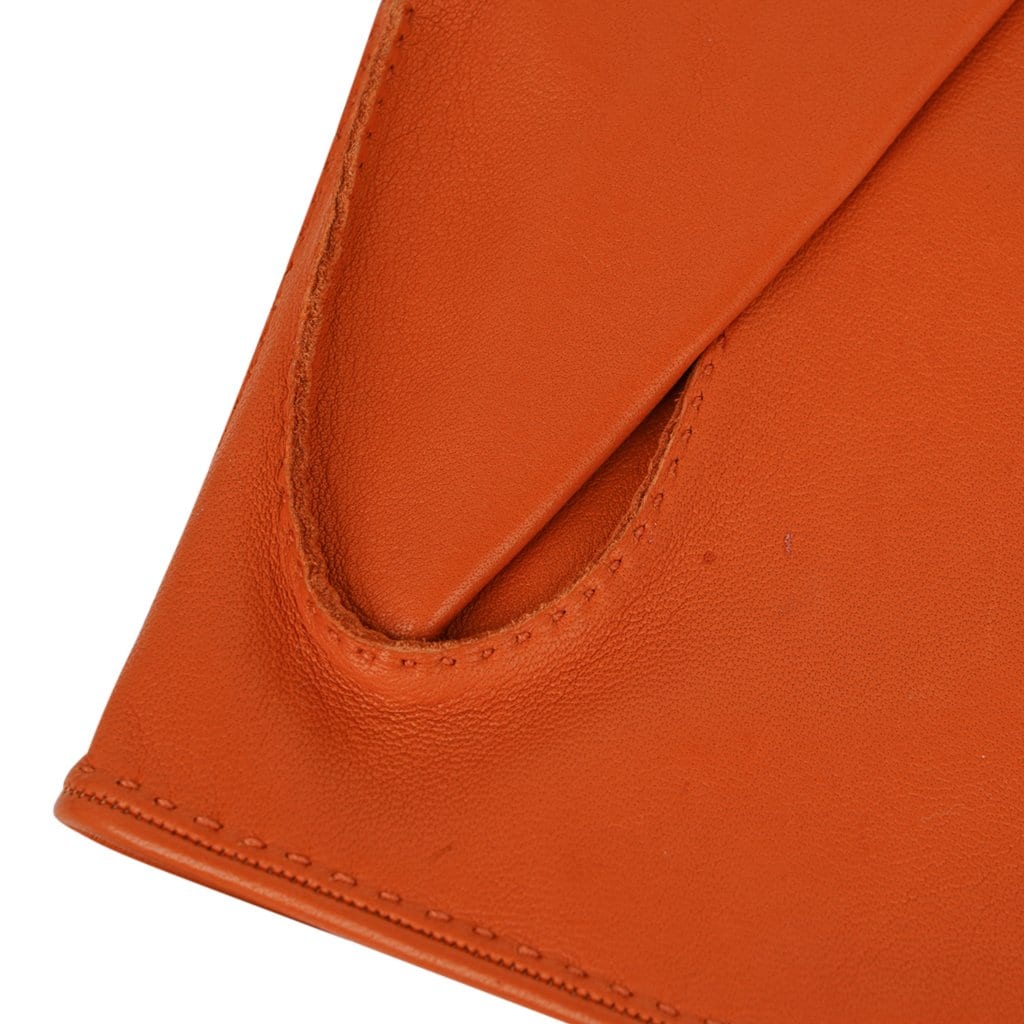 Hermes Gloves Orange Clou De Selle Driving Kidskin / Lambskin Leather –  Mightychic
