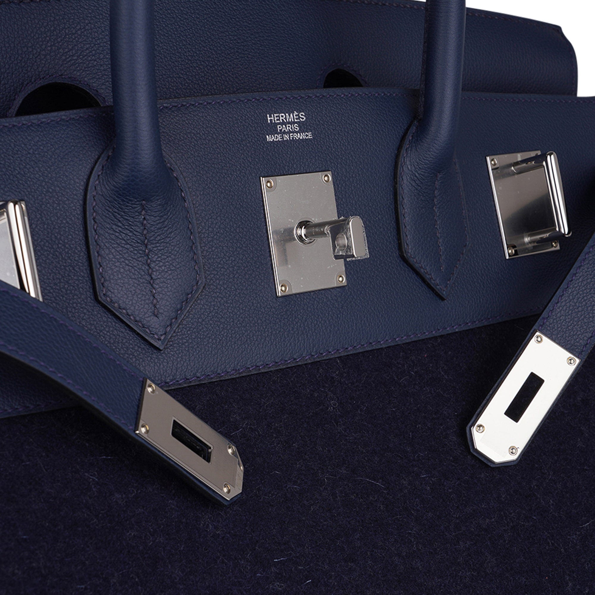 Hermès Haute A Corroiers Bleu Nuit and Bleu de Malte TOODOO Feutre Wool and Evercolor HAC Haut à Courroies Birkin Palladium Hardware, 2021, Handbag