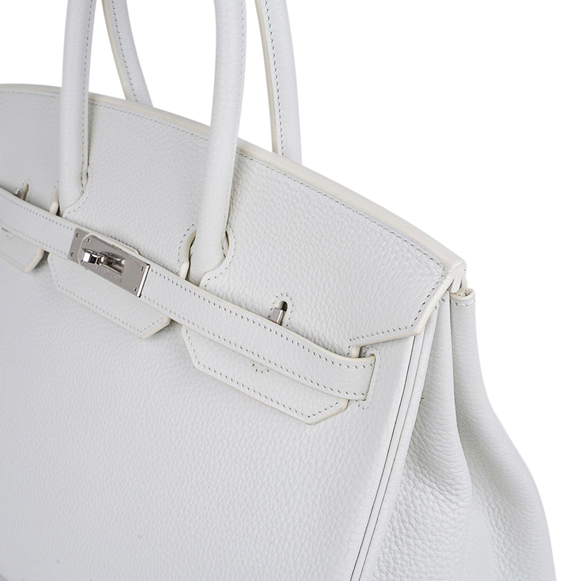 Authentic Hermes Birkin 35 White Leather Palladium Hardware Handbag L 118.S  FR