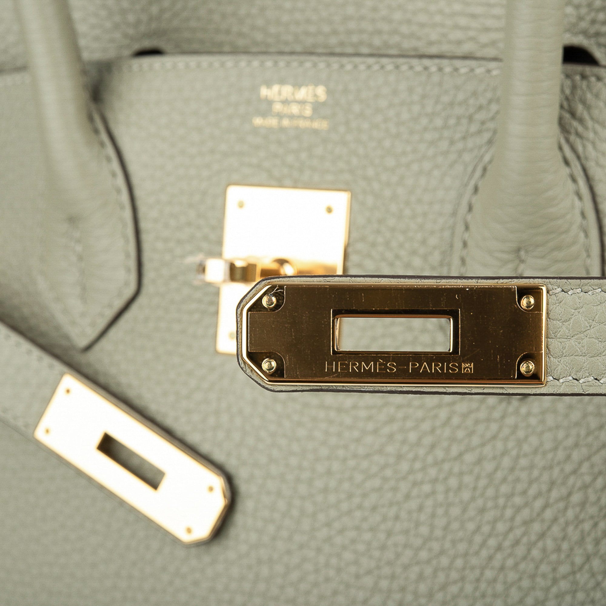 Hermes Birkin 30 Bag Sage Gold Hardware Clemence Leather at