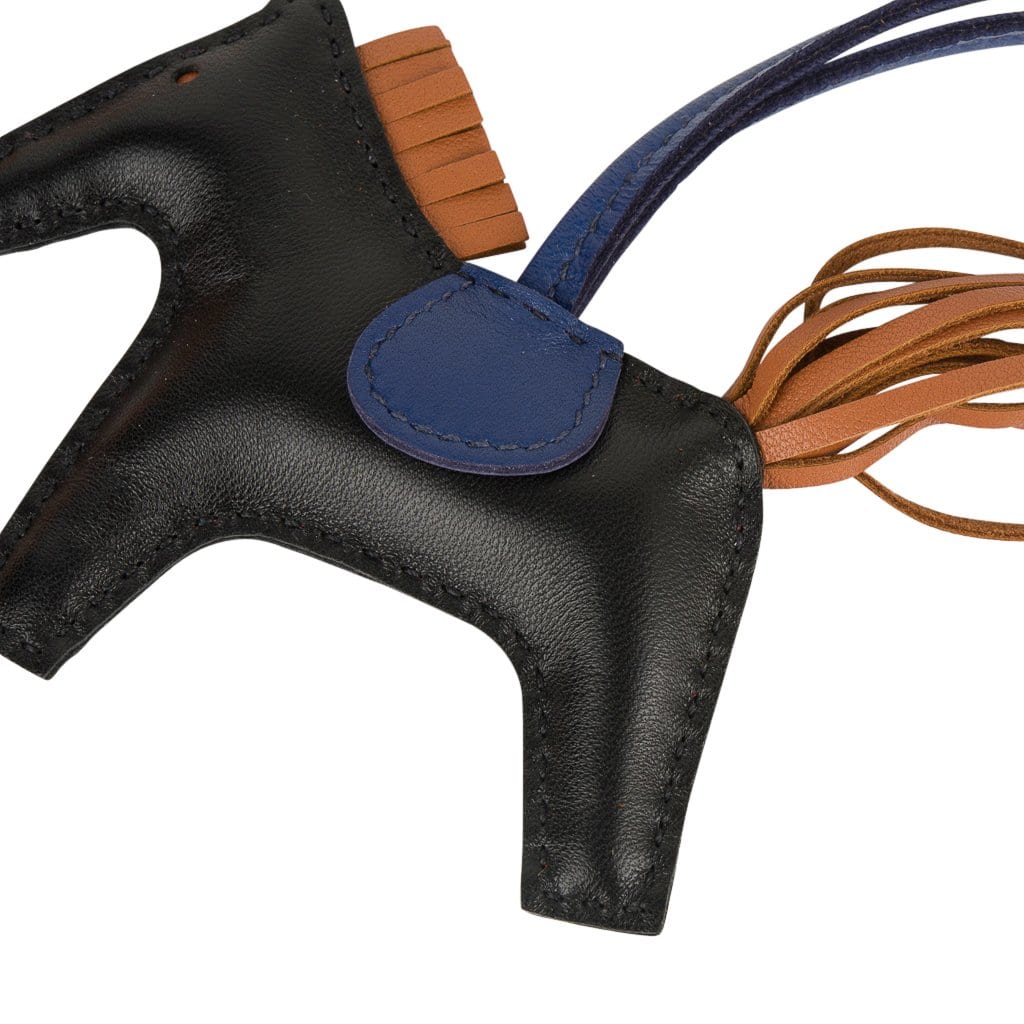 Hermes Black Blue Rodeo Bag Charm MM - MAISON de LUXE