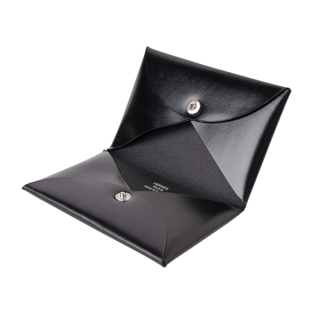 Hermes Calvi Card Holder Noir Box Leather Rare – Mightychic