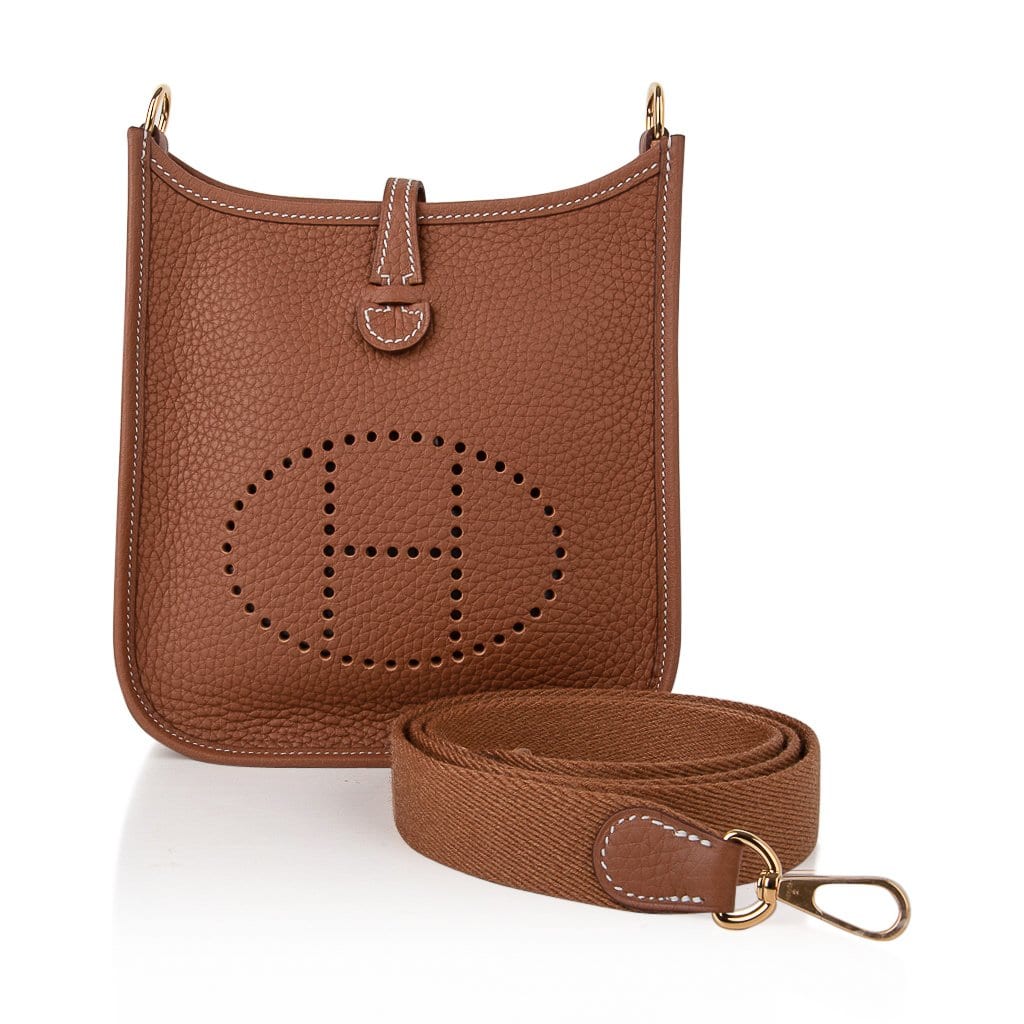 HERMES EVELYN MINI TPM GOLD WITH GOLD HARDWARE AND SPECIAL STRAP