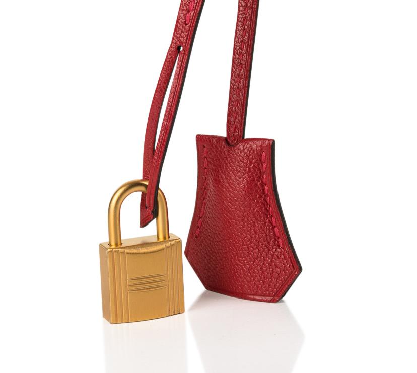 Hermes Roulis 18cm Bag Chevre Mysore Goatskin Leather Gold Hardware, Rouge  Tomate S5 - SYMode Vip