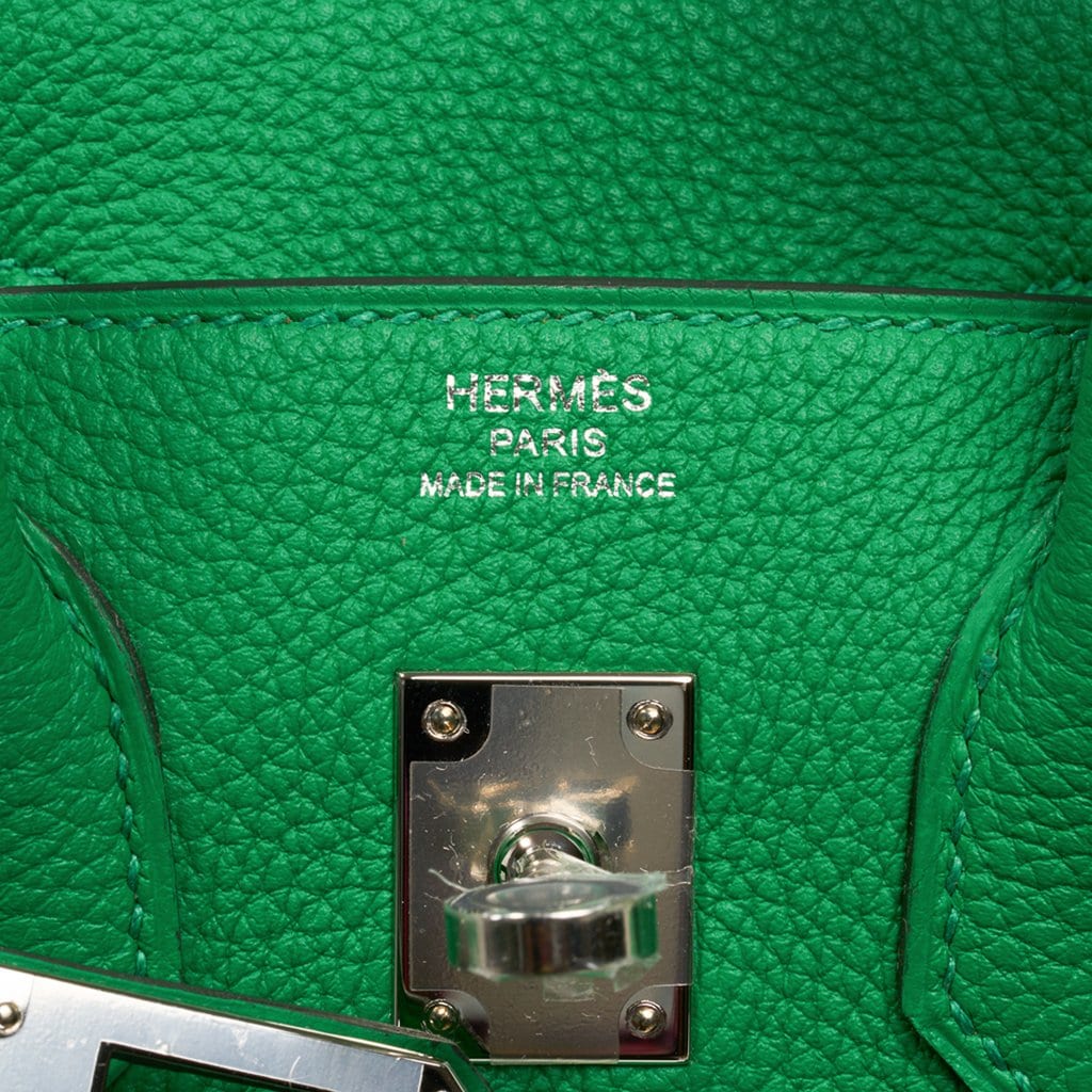 Hermes Birkin 35 Bag Bamboo Green Togo Leather Gold Hardware