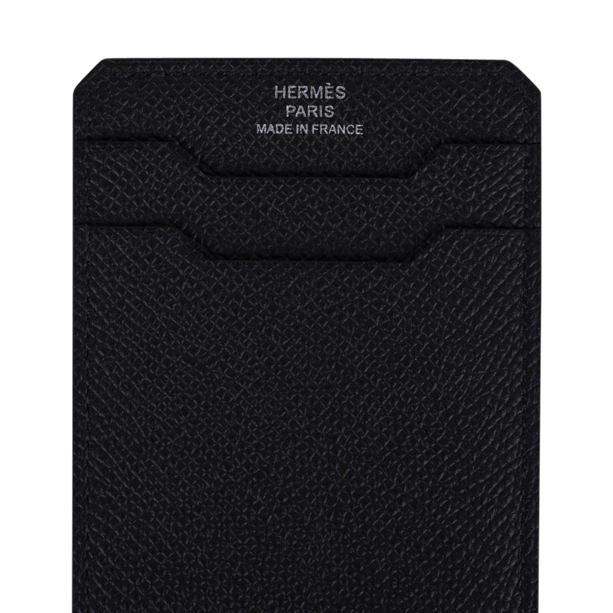 Hermes City 3CC Card Holder Black Epsom Leather New w/Box