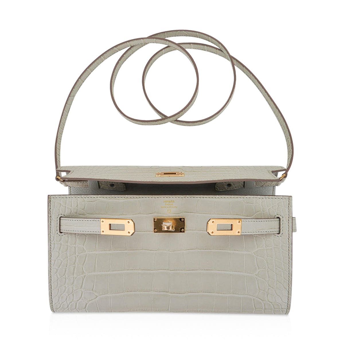 Hermes kelly 25cm 0V Gris Ciment shinny Croco ghw Hermes mini