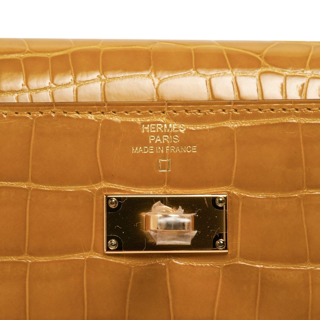 Hermes Kelly Classic Wallet / Clutch Emerald Alligator Lisse New w/Box