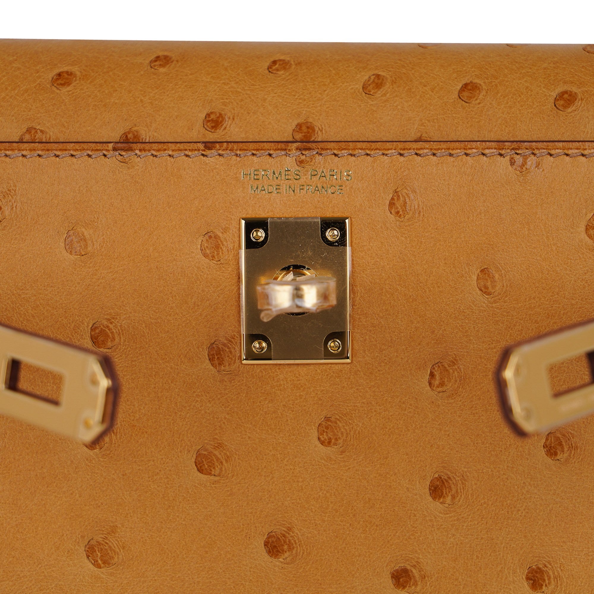 Hermes Kelly Danse Bag Tabac Camel Ostrich Gold Hardware New w/ Box