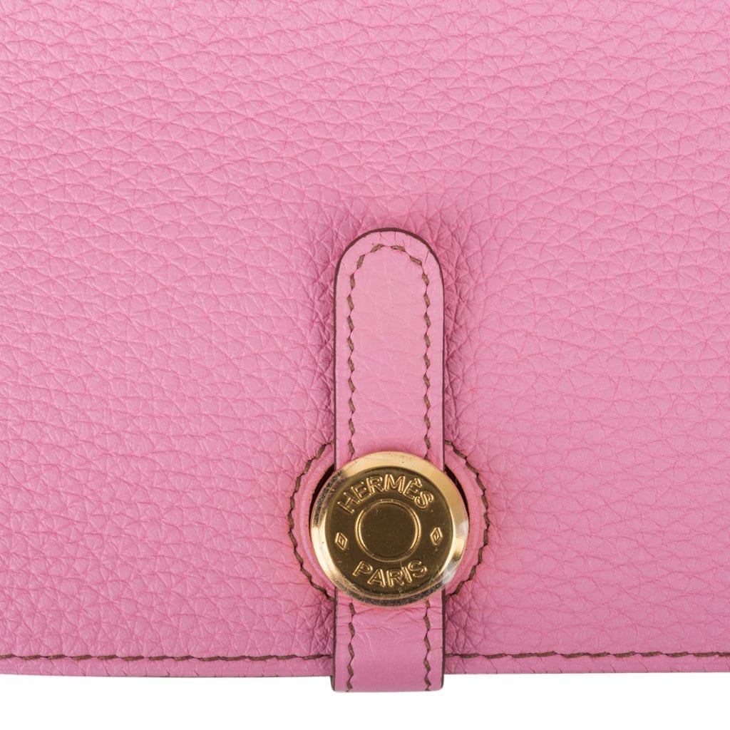 Authentic Hermes Pink Rose Pourpre Togo Leather Dogon Duo Wallet