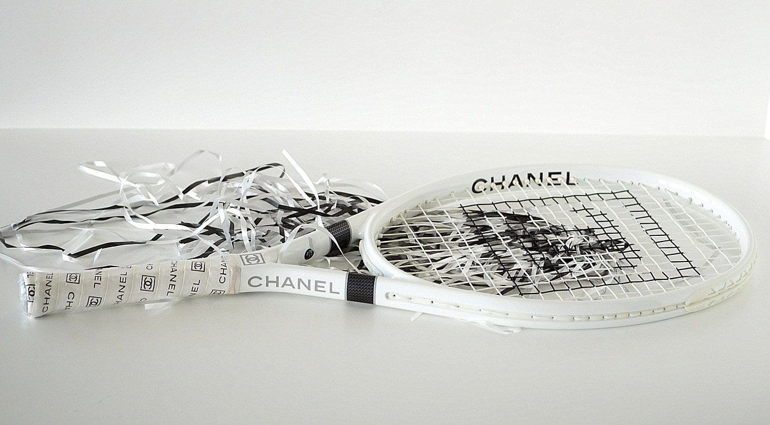 CHANEL Tennis Racquet and Nylon Quilted Cover White 443242