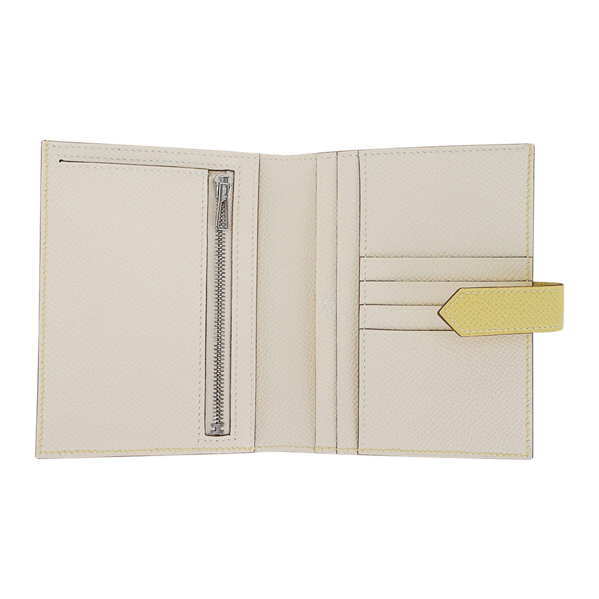 Hermes Bearn Compact Verso Wallet Jaune Poussin / Nata Gold Hardware E –  Mightychic