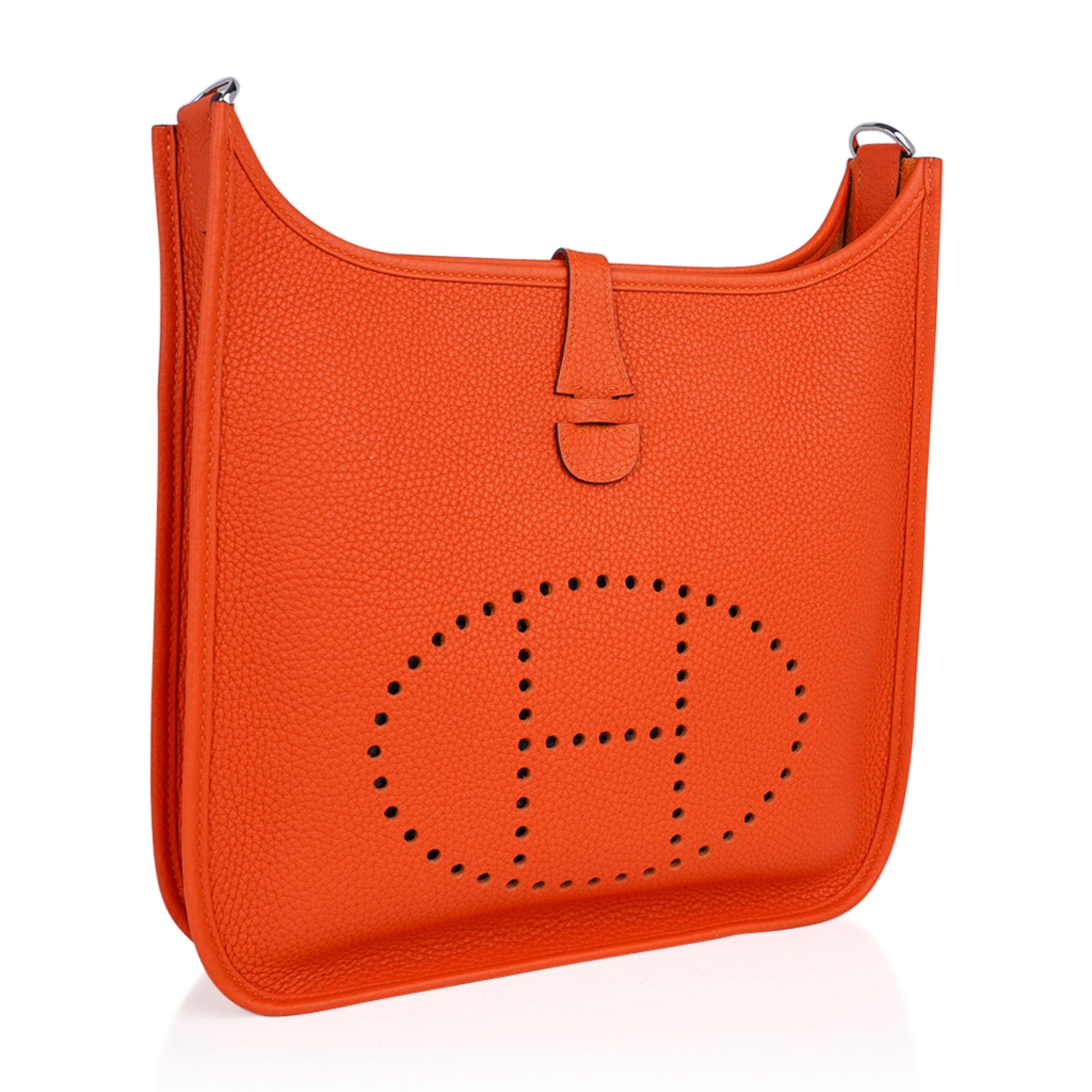 Hermes Evelyne PM Bag Feu Orange Palladium Hardware Clemence
