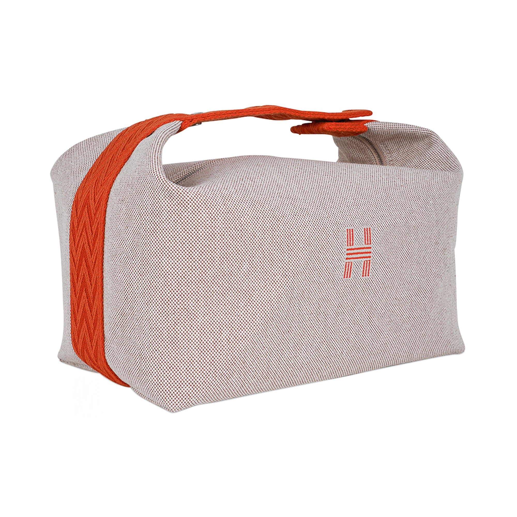 Hermes Beige Orange Bride a Brac Vanity Cosmetic Bag Case Brand