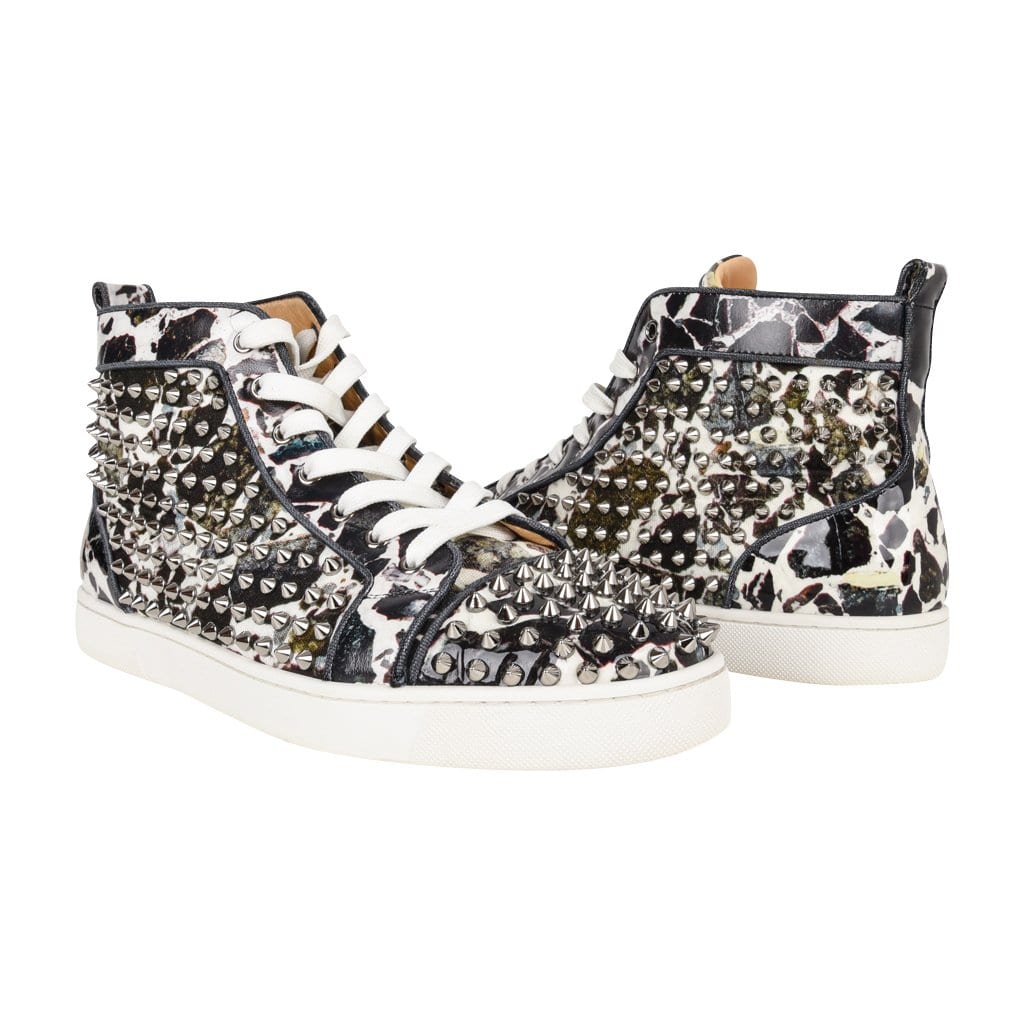 Christian Louboutin Gold Leather Louis Spike High Top Sneakers