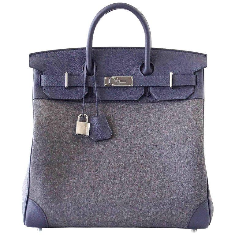 Birkin Cargo HAC 40 Black Box & Bleu Nuit Canvas With Palladium