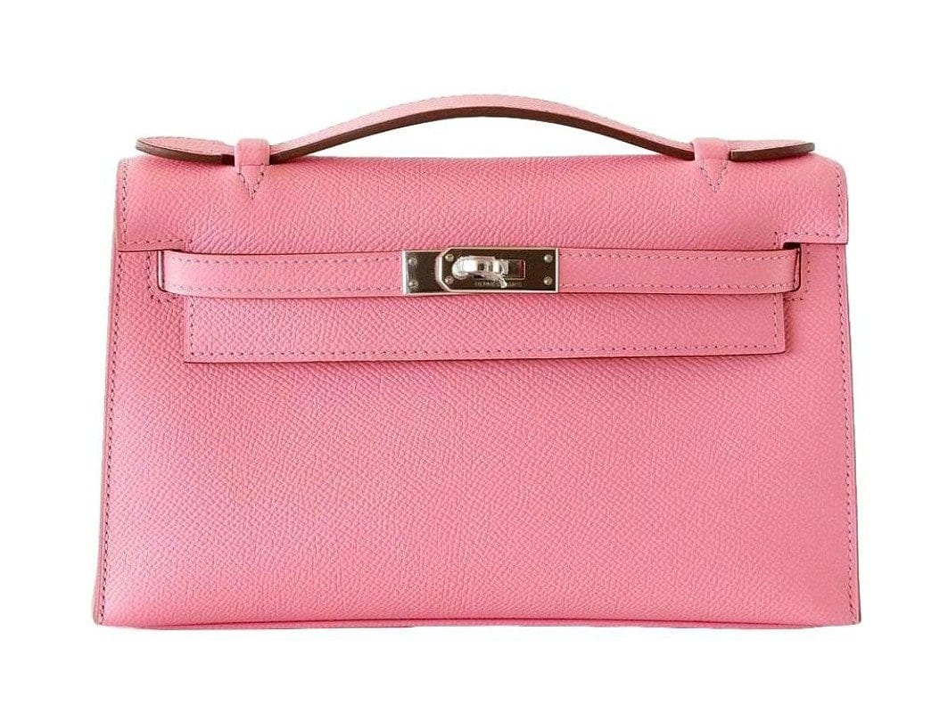 Hermes Rose Tyrien Pink Epsom Kelly Cut Pochette Mini Clutch – MAISON de  LUXE