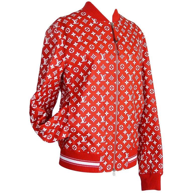 Supreme x louis vuitton leather baseball jacket Clearance