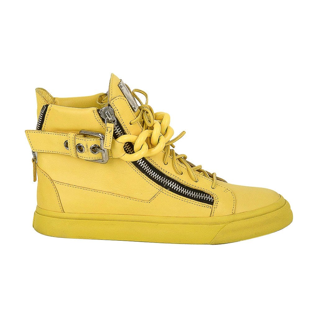Giuseppe Zanotti Yellow Leather High Top Men's Sneakers / 10.5