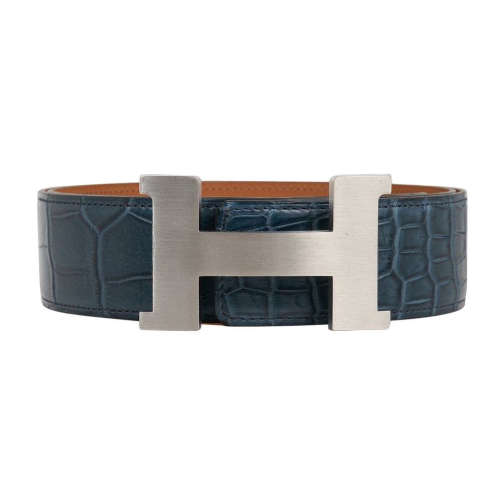 HERMÈS Unisex Constance Reversible Leather Belt with Palladium