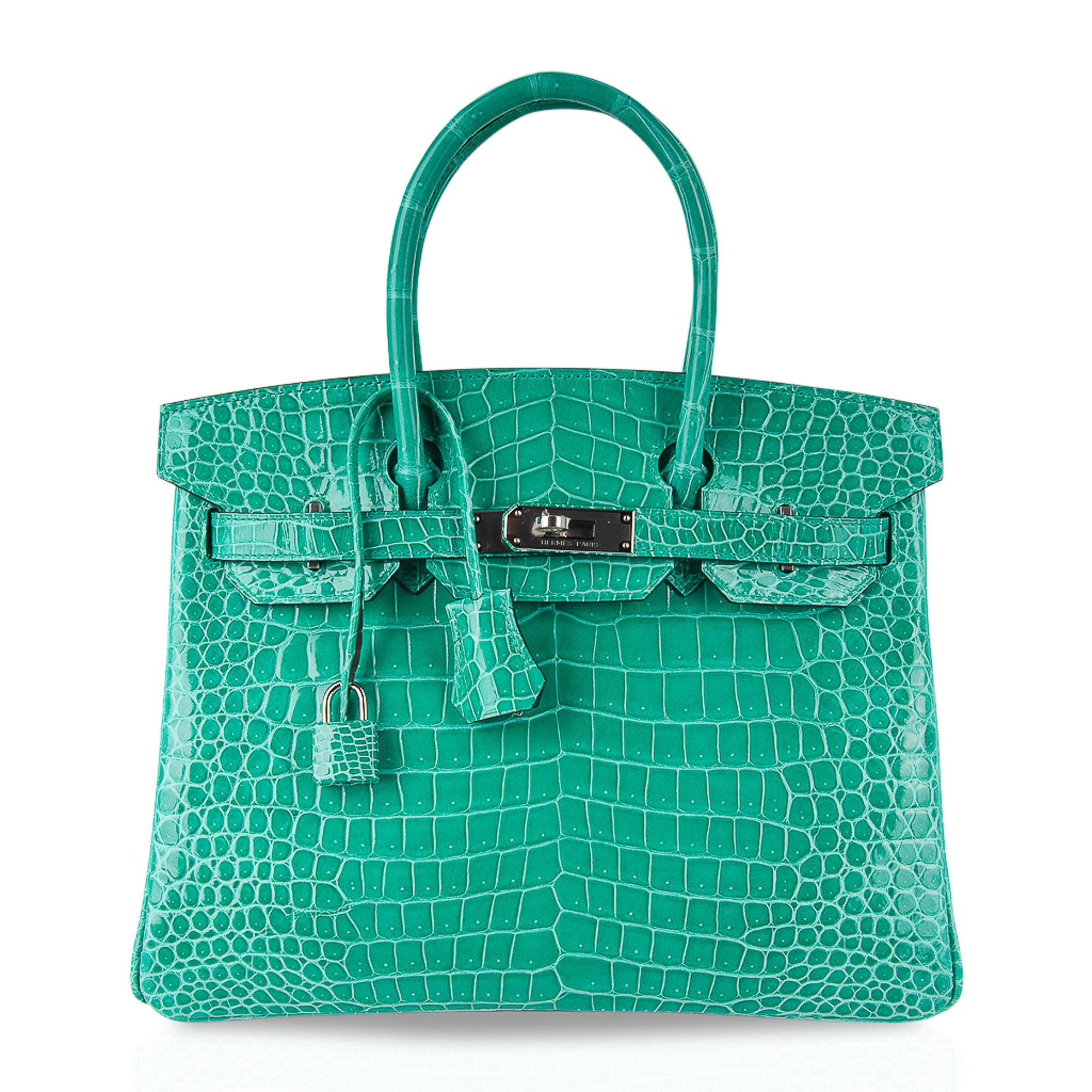 Hermes Birkin 30 Bag Jade Porosus Crocodile Gold Hardware • MIGHTYCHIC • 