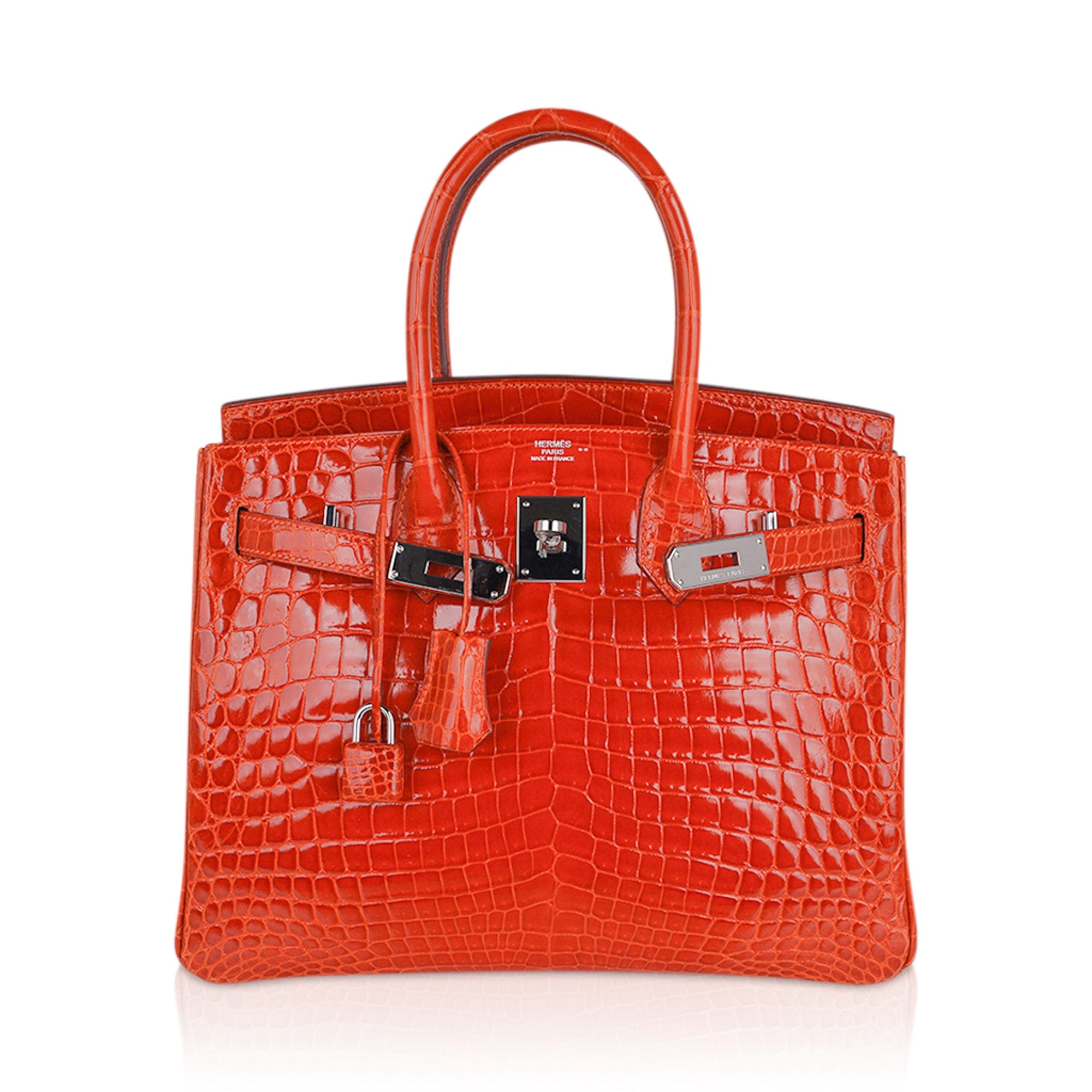 Hermes Birkin 30 Bag Orange Crocodile with Palladium Hardware