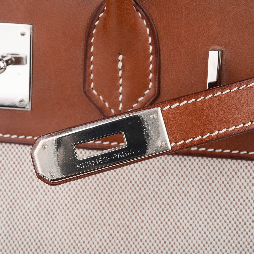 Hermès Birkin Ghillies 35cm Bag Barenia Toile - Palladium Hardware