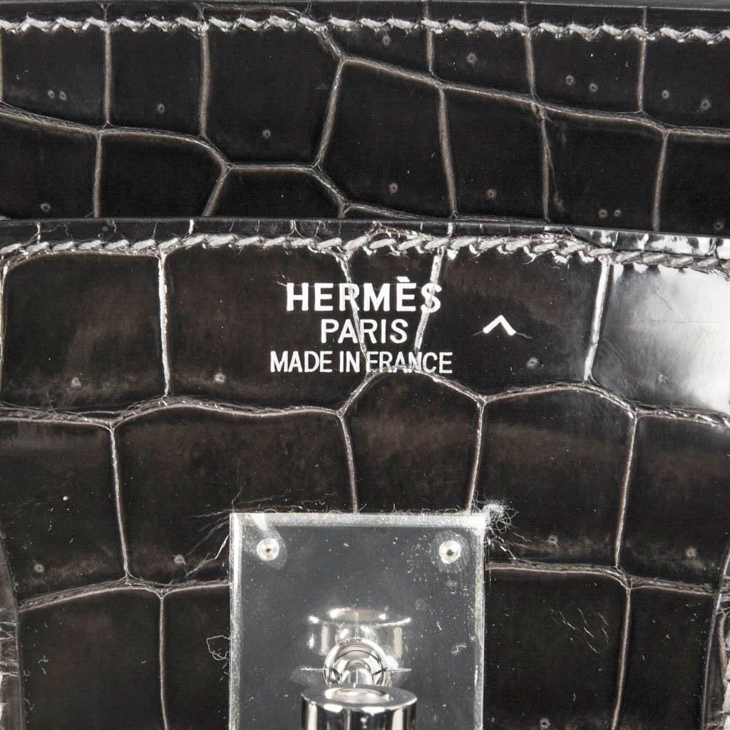 Hermes Kelly 35 Bag Tri Color Horseshoe Porosus Crocodile Palladium –  Mightychic