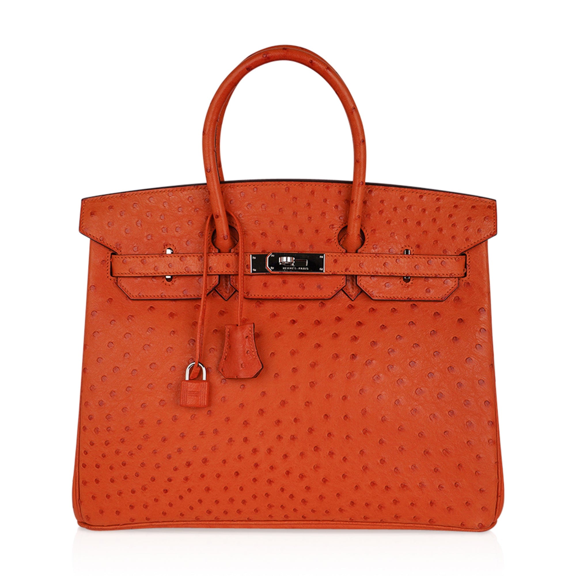 STUNNING HERMES BIRKIN BAG 35CM OSTRICH LEATHER TANGERINE ORANGE at 1stDibs