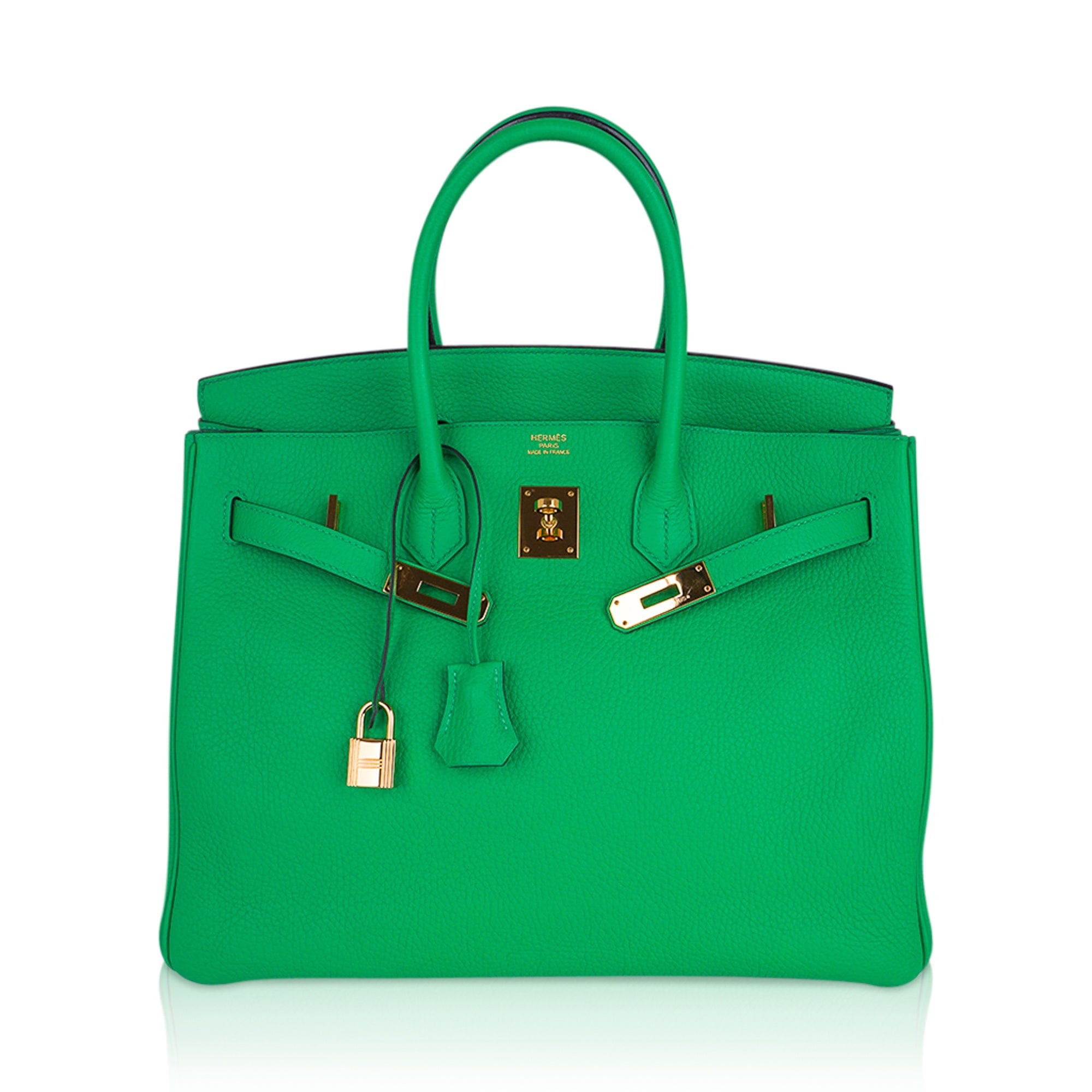 Birkin 35 leather handbag Hermès Green in Leather - 33154034