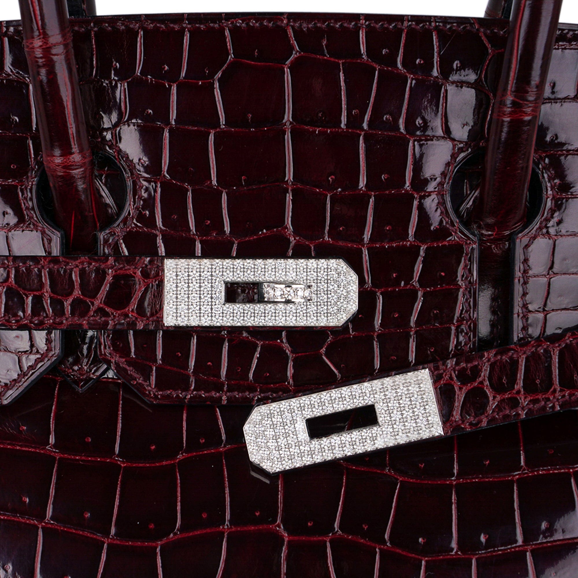 Hermès Birkin 30 Porosus Crocodile Black with White Gold and Diamond  Hardware.