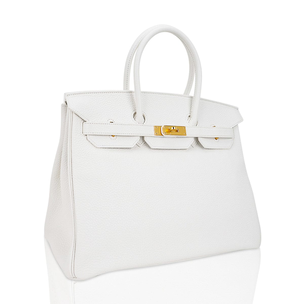 White Clemence Retourne Kelly 35 Gold Hardware, 2009, Handbags &  Accessories, 2022