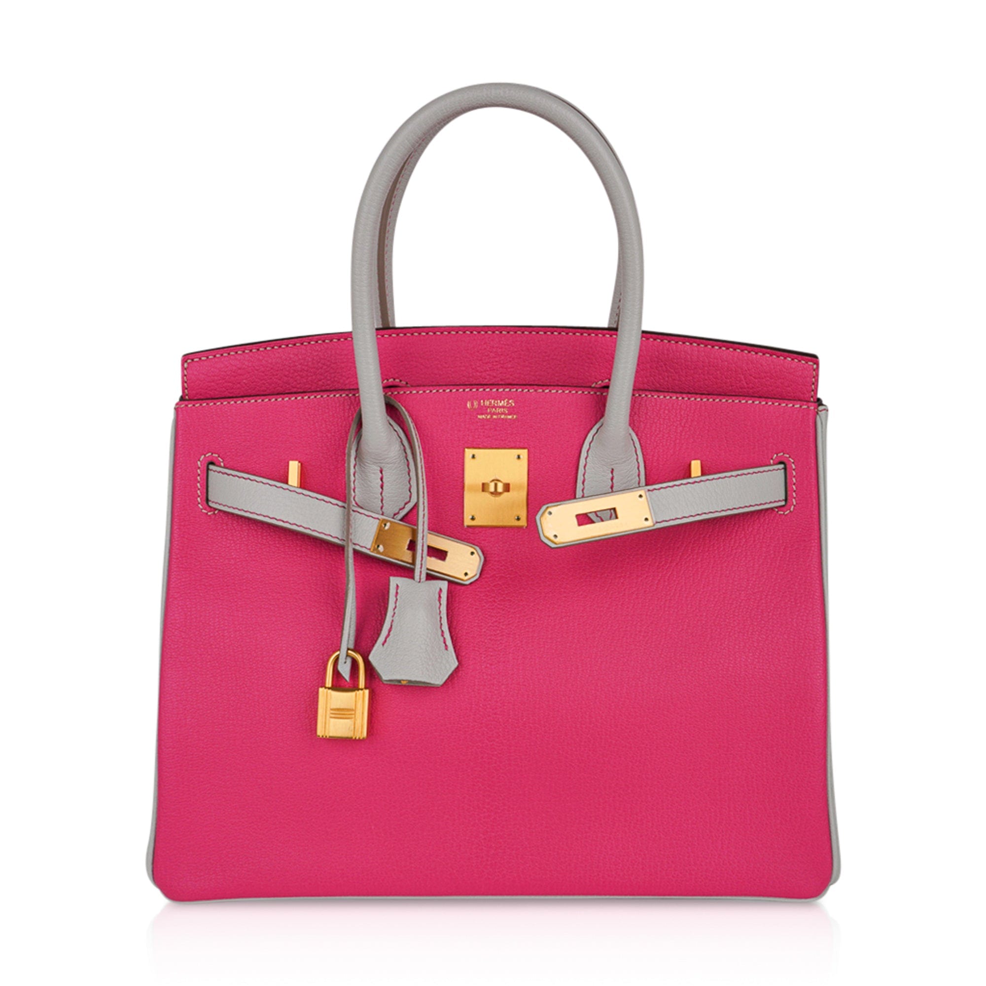 Hermes Birkin Bag 30cm HSS Gris Perle and Rose Sakura Chevre Mysore Gold  Hardware