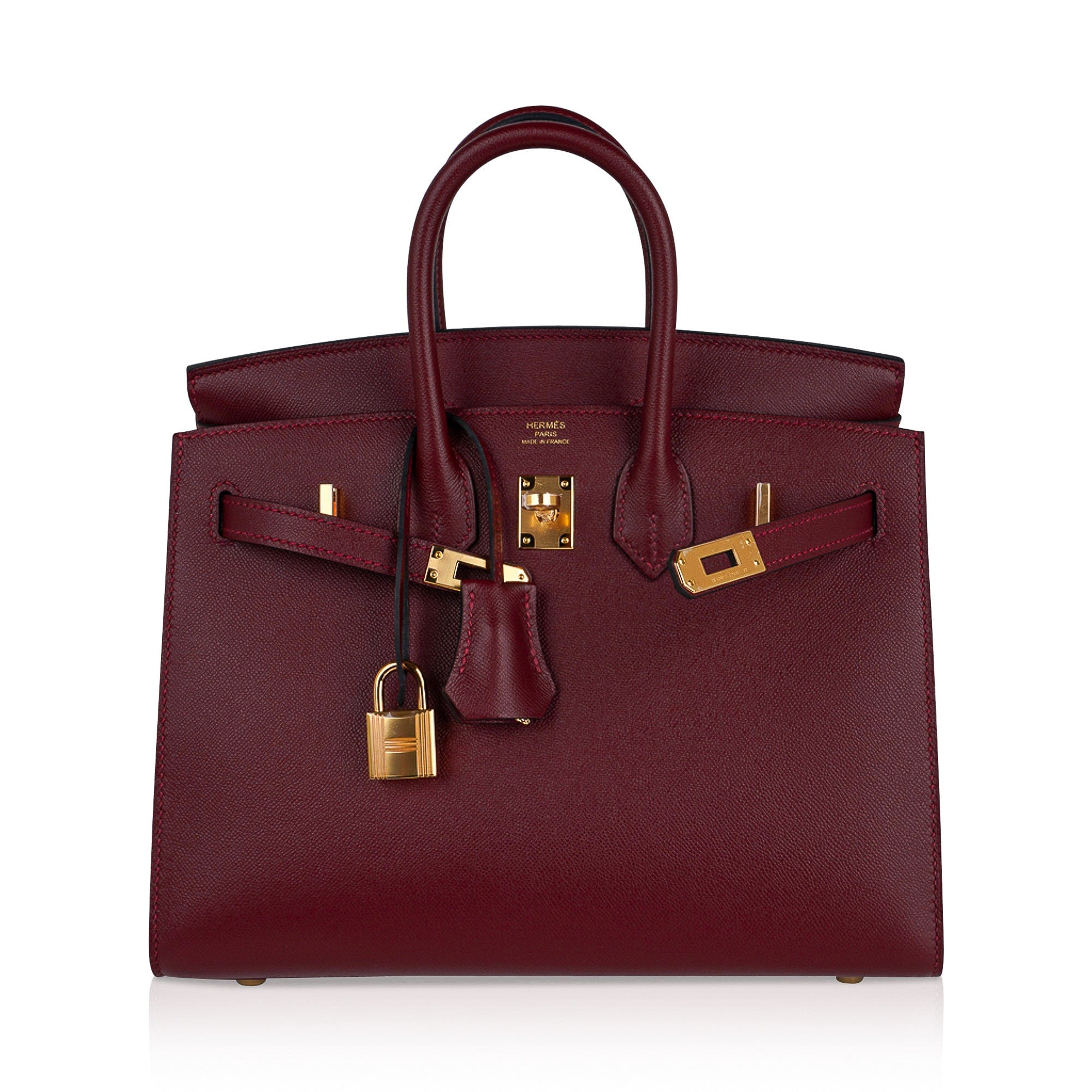 Hermes Birkin 25 Bag Sellier Rouge H Gold Hardware Veau Madame Leather New  w/Box