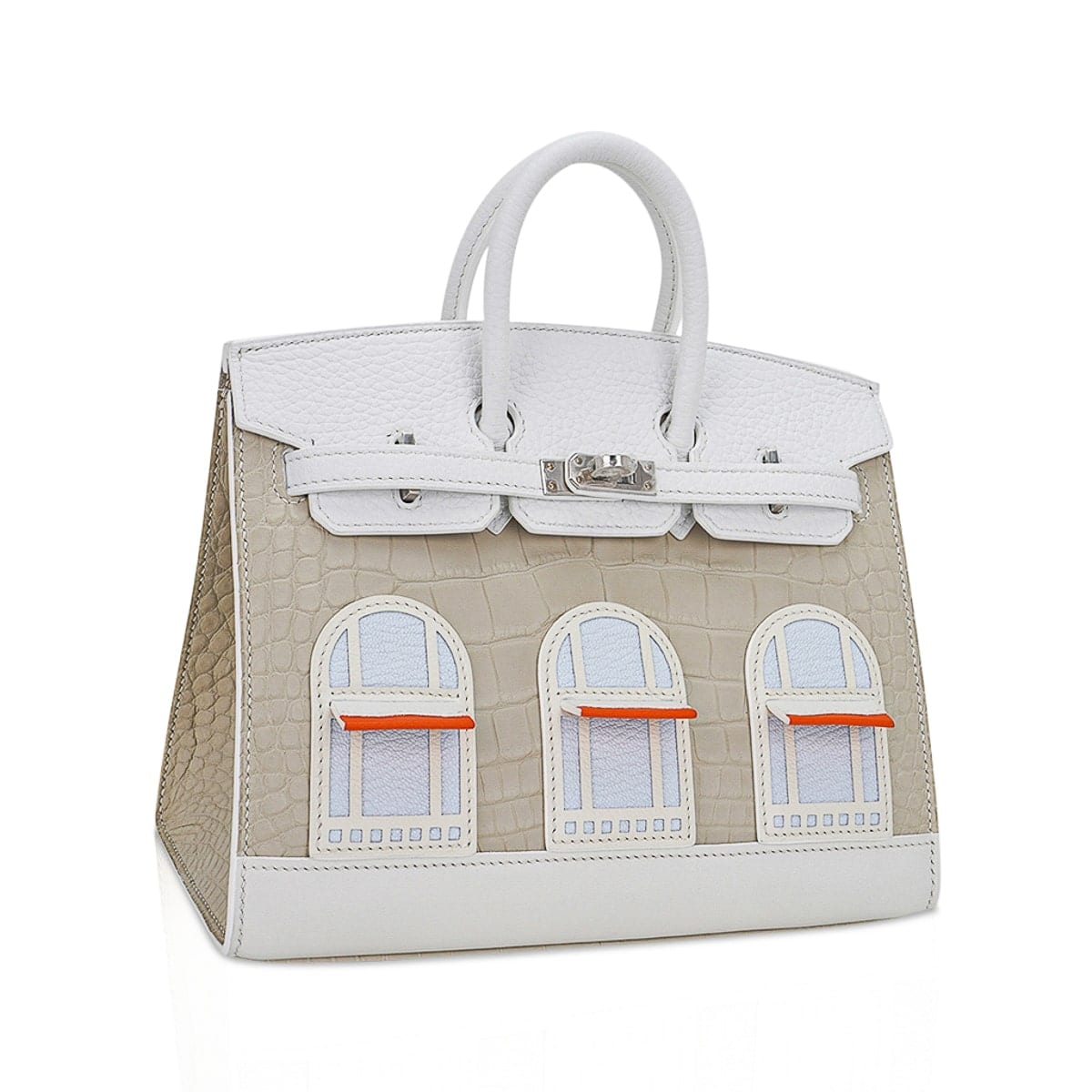 Hermes Limited Edition Birkin 20 Sellier Bag Neige (Snow) White Faubourg  House Matte Alligator