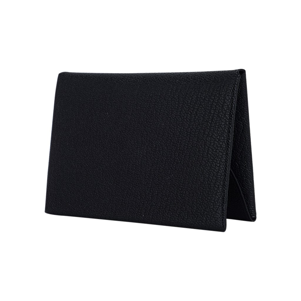 Hermes Calvi Duo Card Holder Black Chevre Leather