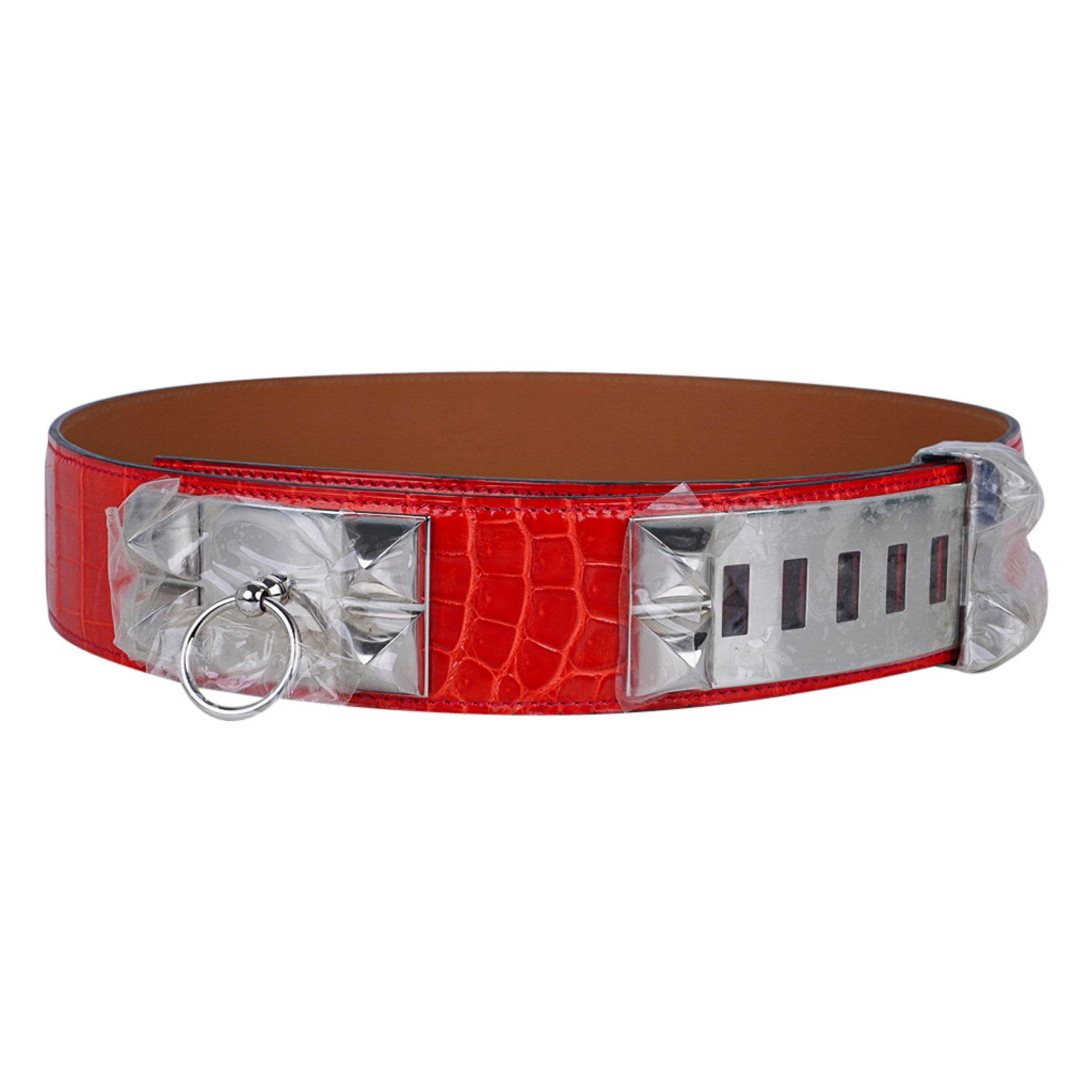 Hermes CDC Collier de Chien Belt Geranium Porosus Crocodile