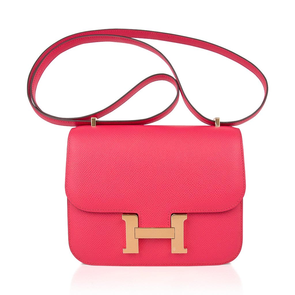Hermès Constance 18 Mini Shoulder Bag Jaipur Epsom Pink Leather Coral