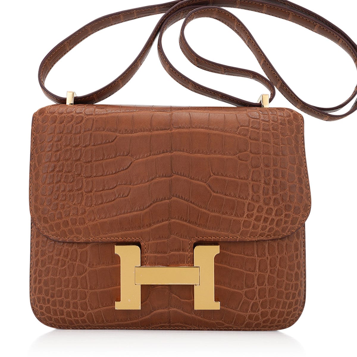 Hermès Bleu Saphir Constance 18cm of Shiny Alligator with Gold Hardware, Handbags & Accessories Online, Ecommerce Retail