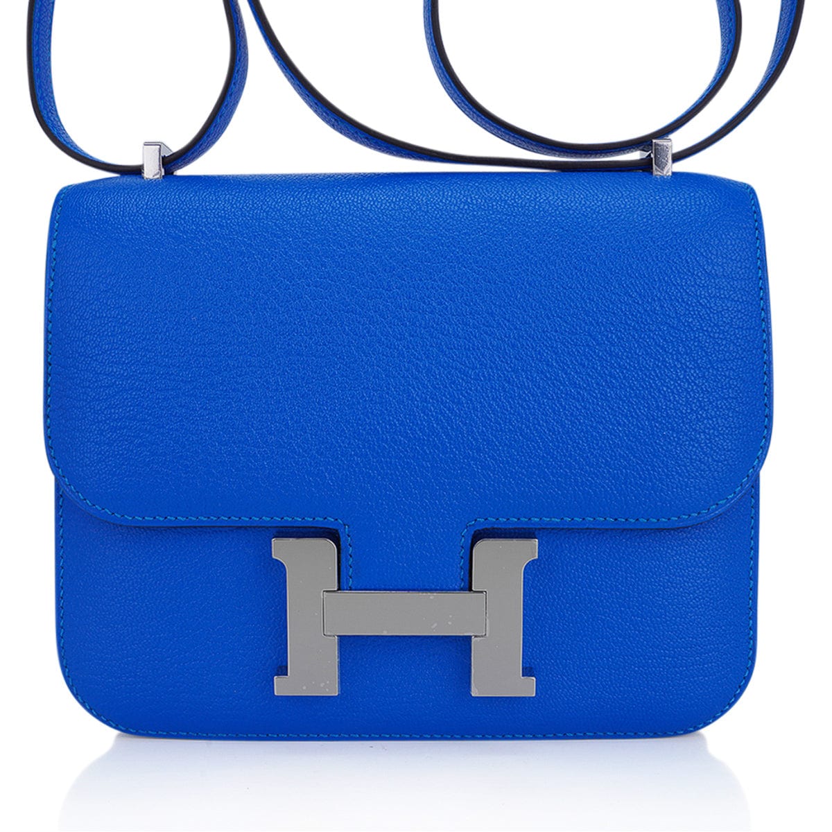 Hermes Constance 18, Blue Epsom Leather with Red and Palladium