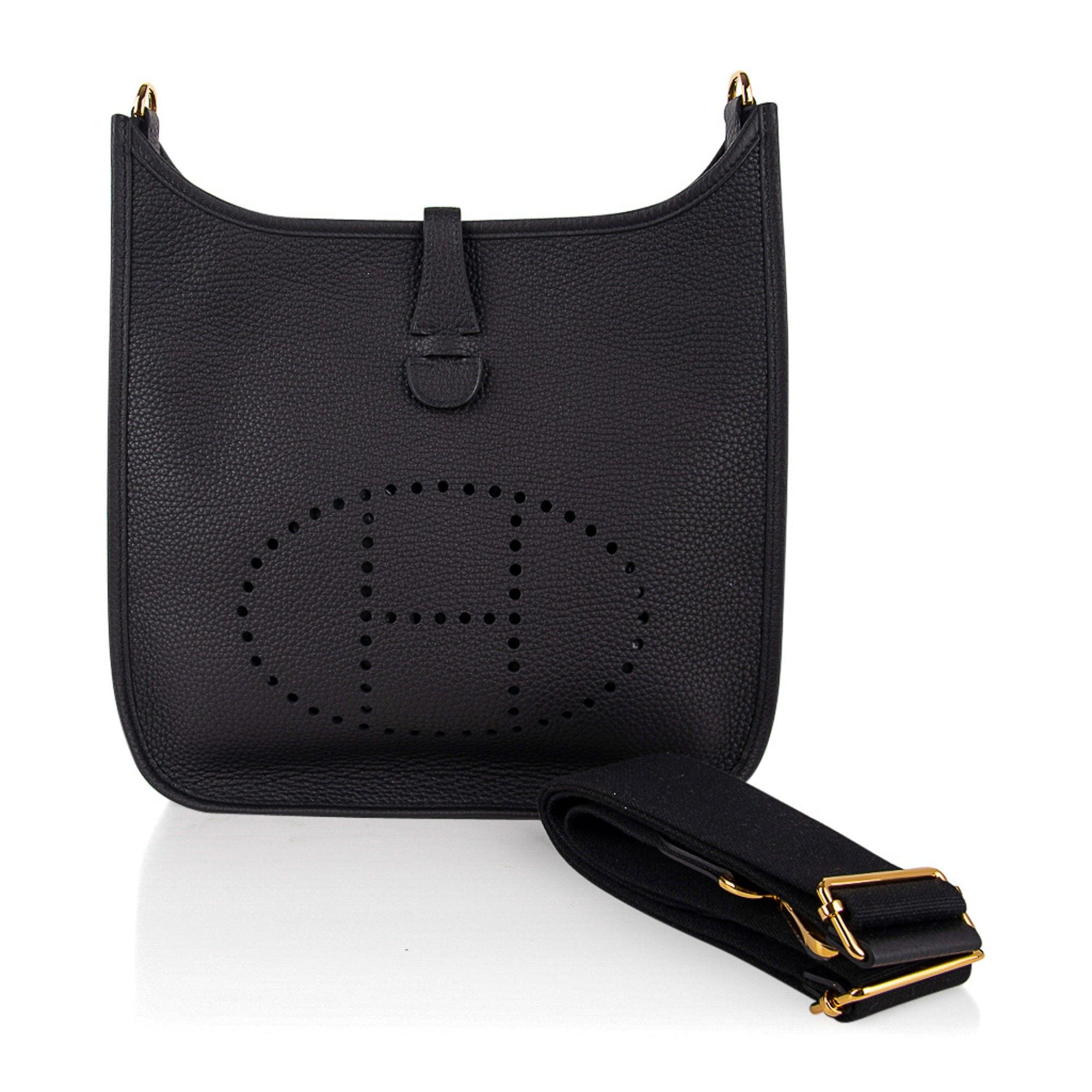 Hermes Bag Evelyne PM Black Clemence Gold Hardware – Mightychic