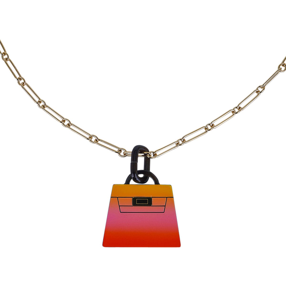 HERMES Permabrass Curiosite Pendant Necklace 418780