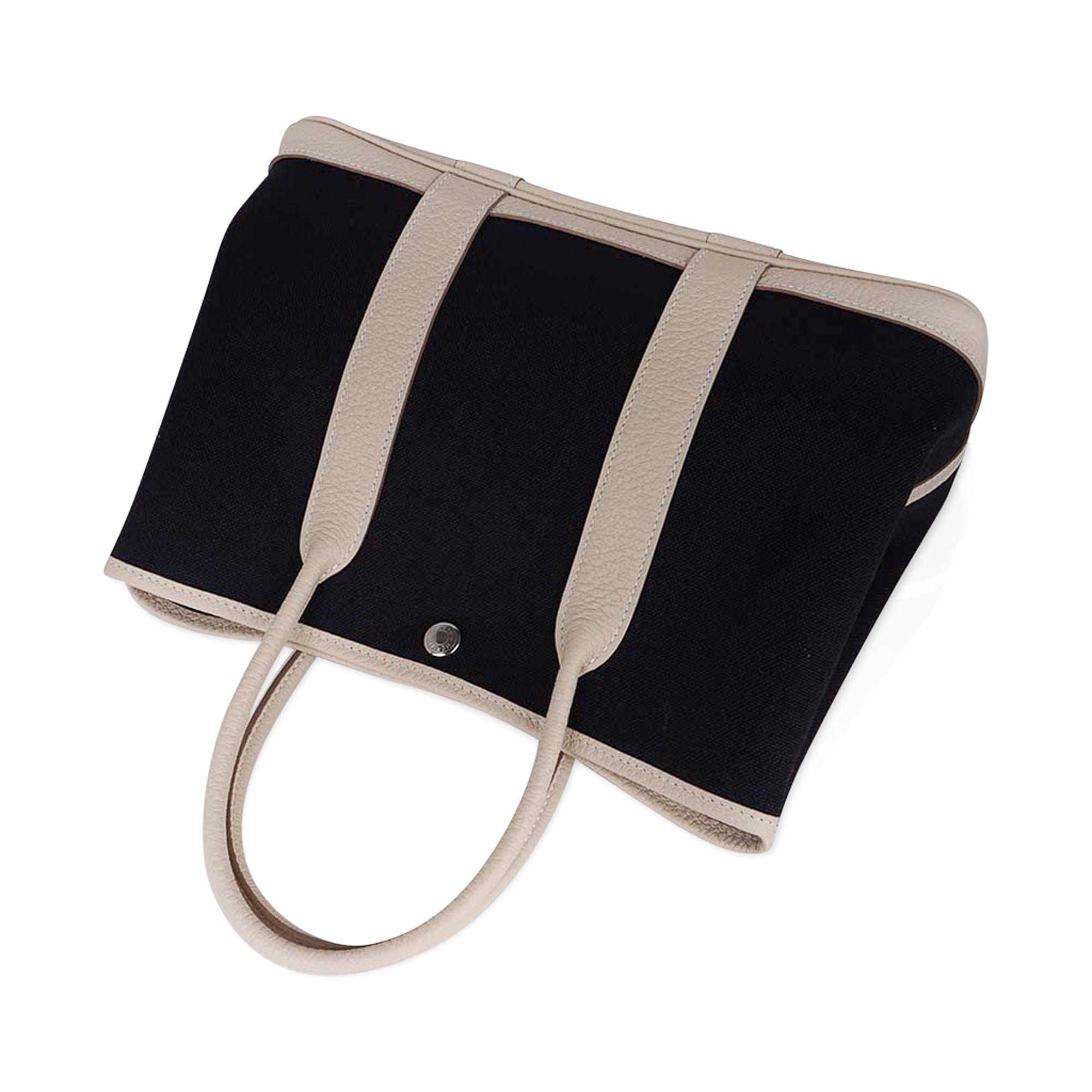 Hermès Garden Party Black Negonda and Toile 30 Palladium Hardware, 2023 (Like New), Womens Handbag