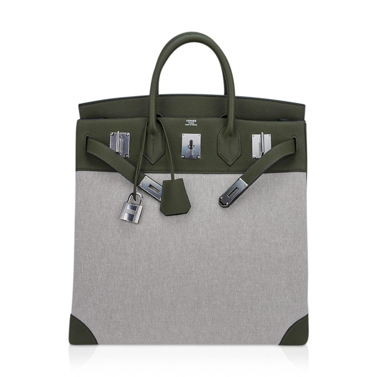 Hermes HAC Birkin 40 Handbag Grey Etain Togo Leather Palladium