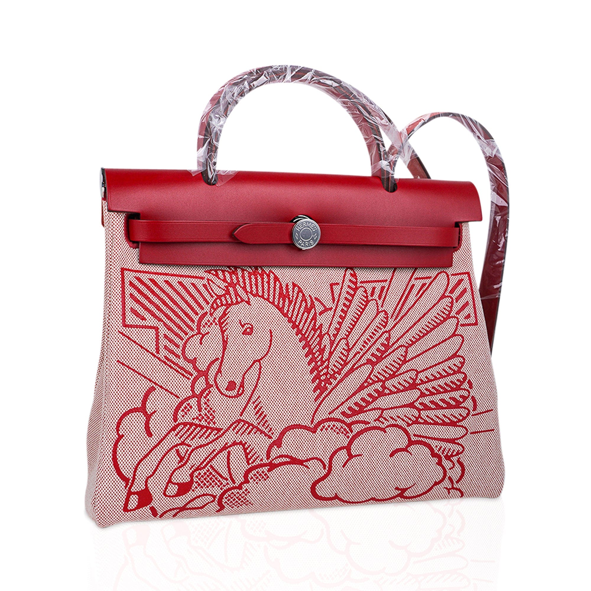 Rouge Piment Hunter Leather and Canvas Pegasus Pop Herbag Zip 31 Palladium  Hardware, 2020, Handbags and Accessories, 2023