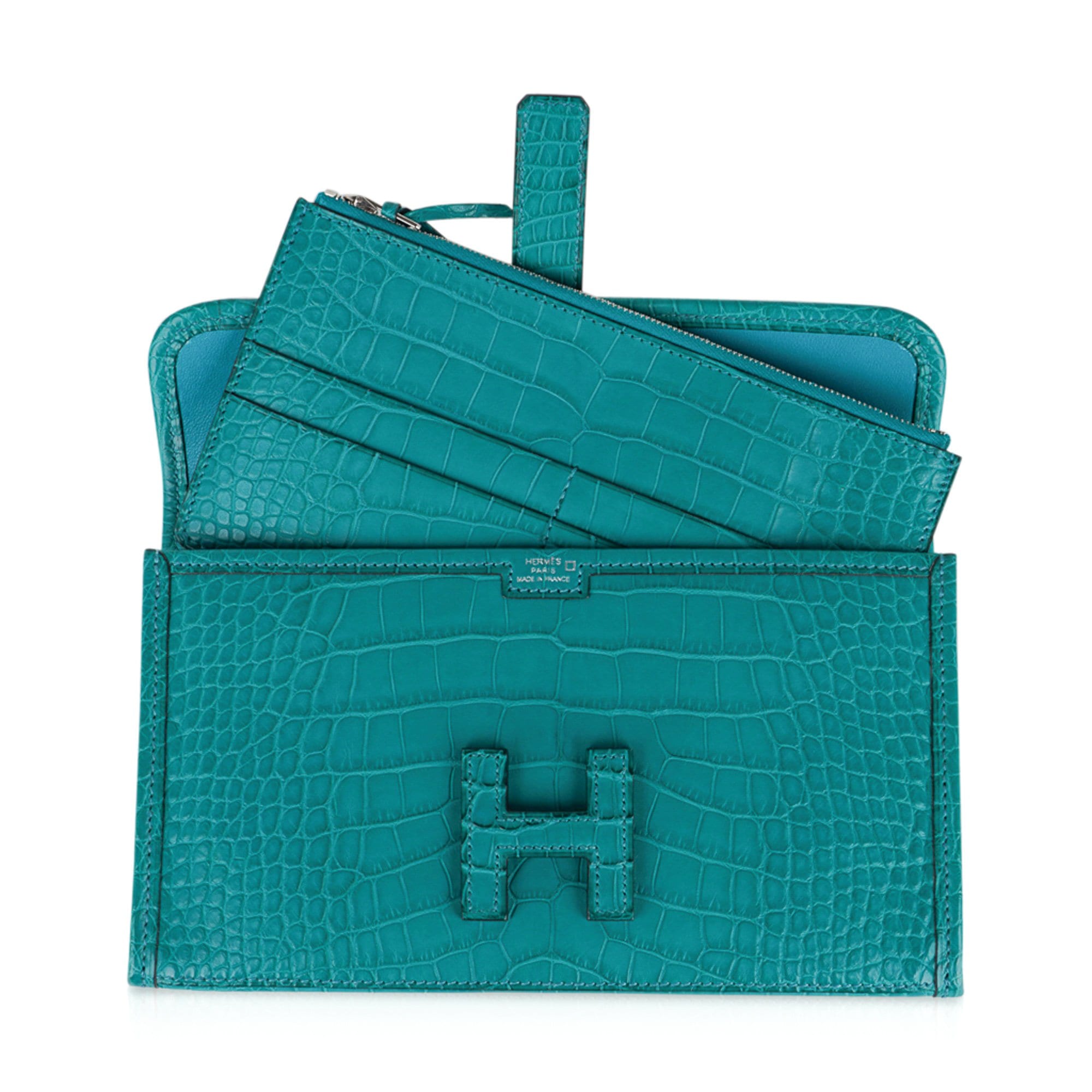 Jige crocodile clutch bag Hermès Navy in Crocodile - 30368981