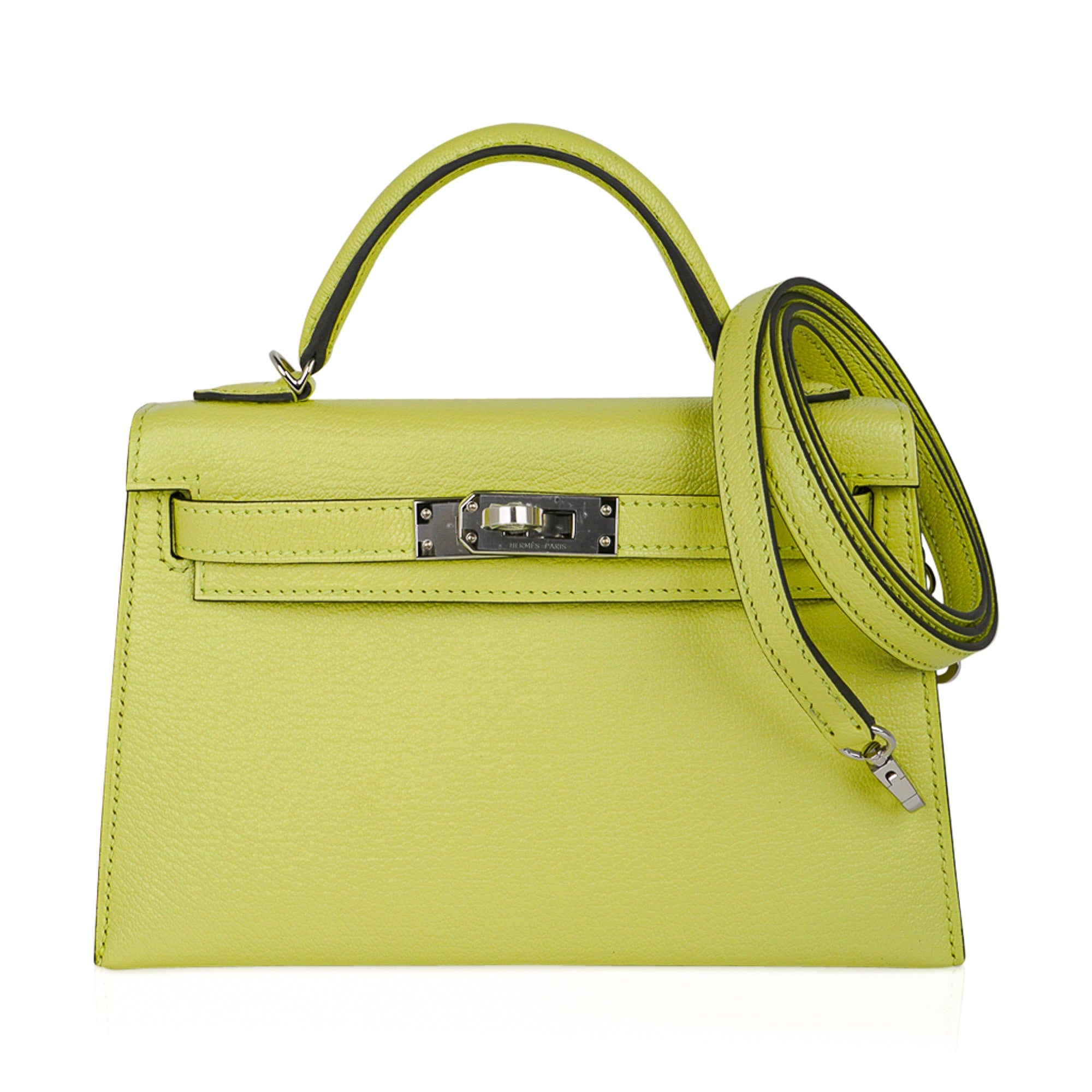 Hermes Kelly Pochette Bag Lime Clutch Gold Hardware Swift Leather –  Mightychic
