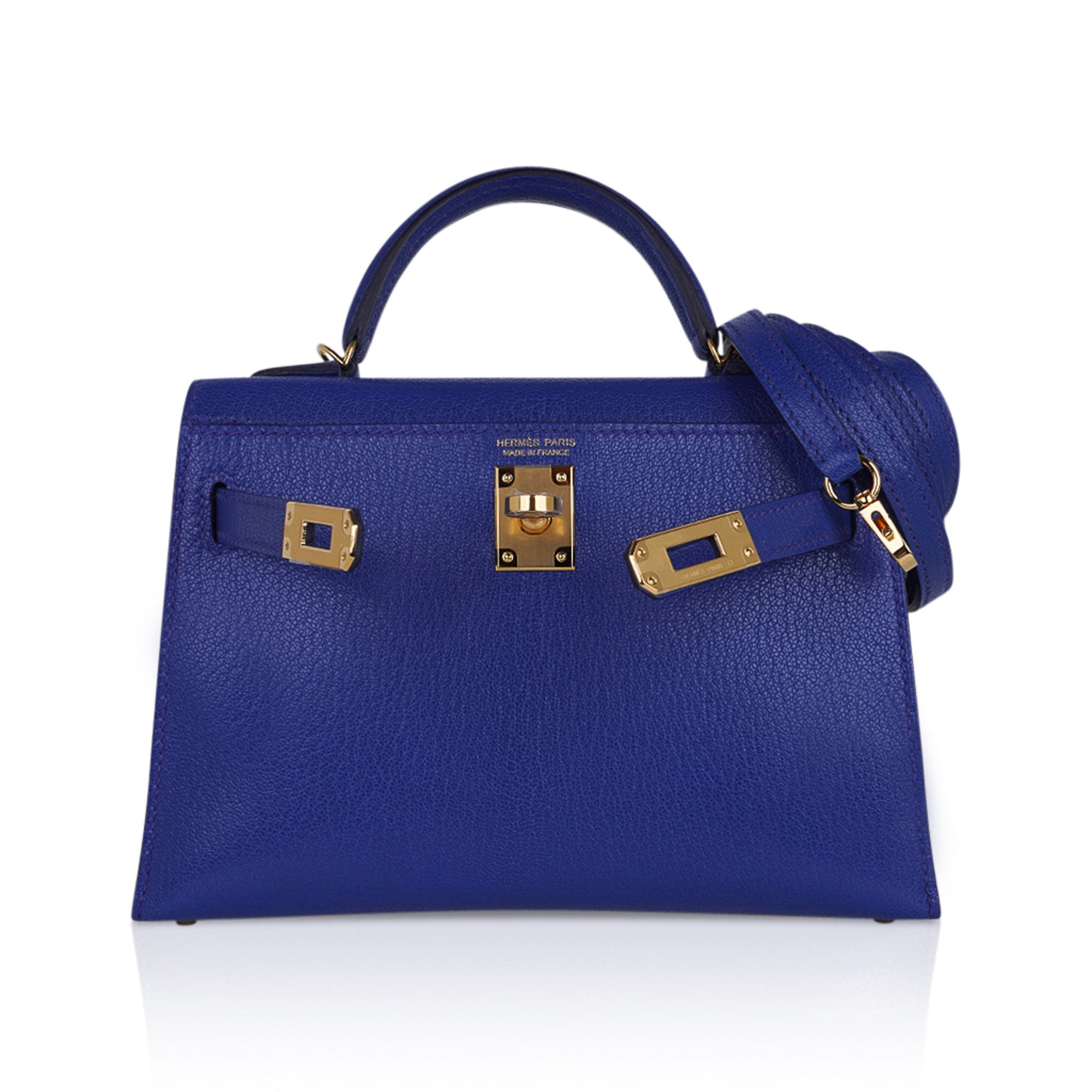 Hermes Kelly 25 Sellier Blue Frida Bag Gold Hardware Epsom Leather