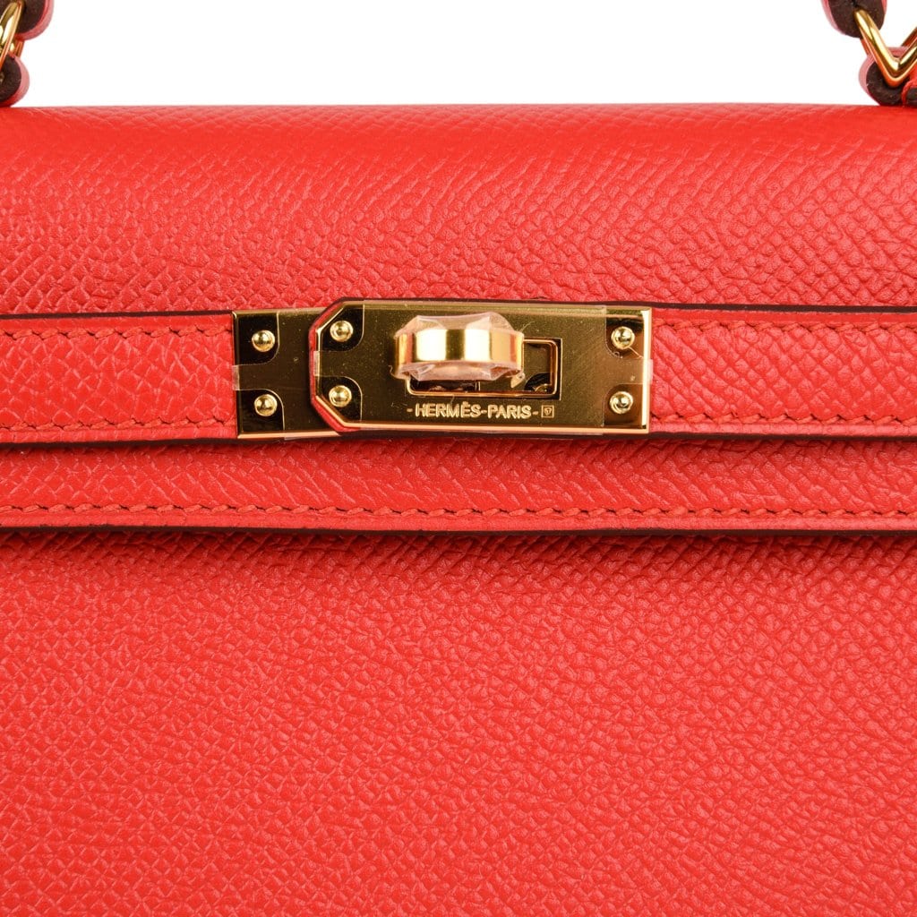 Hermès Kelly Mini Veau Epsom Rogue Red Size 18 for Sale in Anaheim